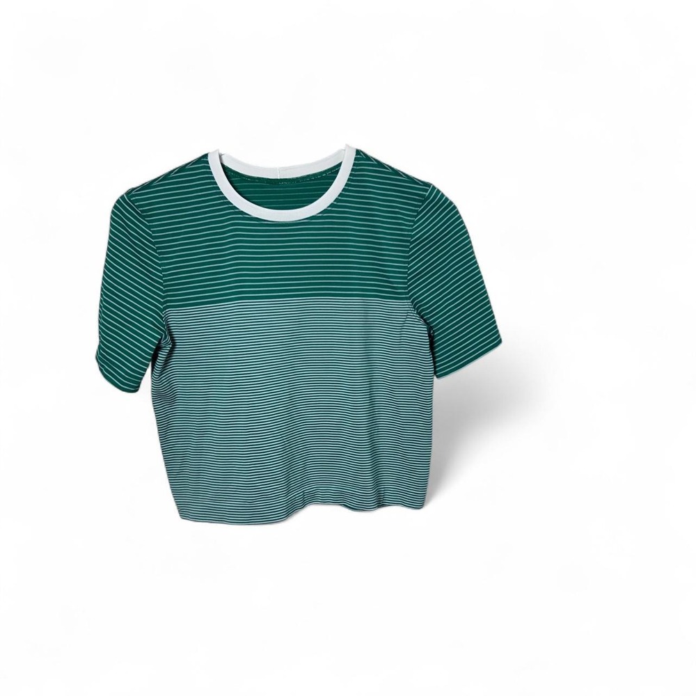 Lululemon Seamless Classic-Fit Mariner Stripe Cropped T-Shirt small green